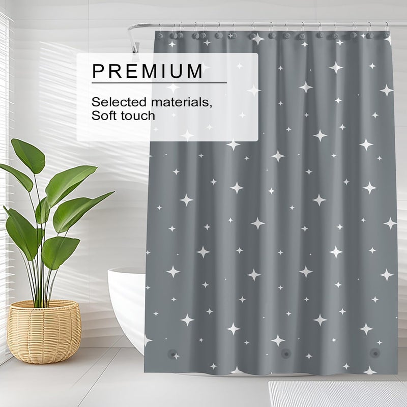 TIKABC Shower Curtain Liner, 4G PEVA Shower Liner, Plastic Waterproof Shower Curtains, with Grommet Holes and 3 Magnetic Weights(Dreamy Grey) - Image 2